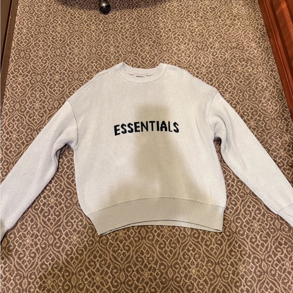 Women XS- Essentials Light Gray/green Knit Pullover